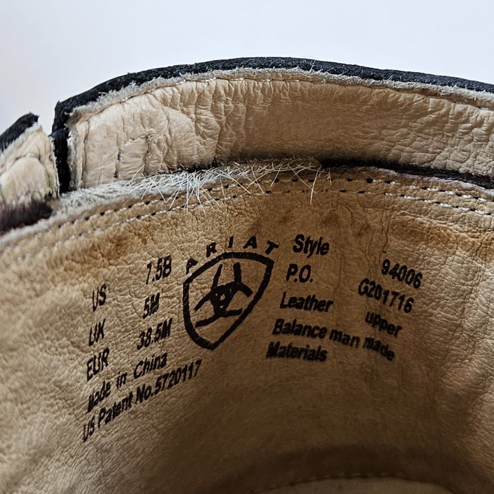 Ariat Black and White Cowhide Mules - Picture 2 of 5